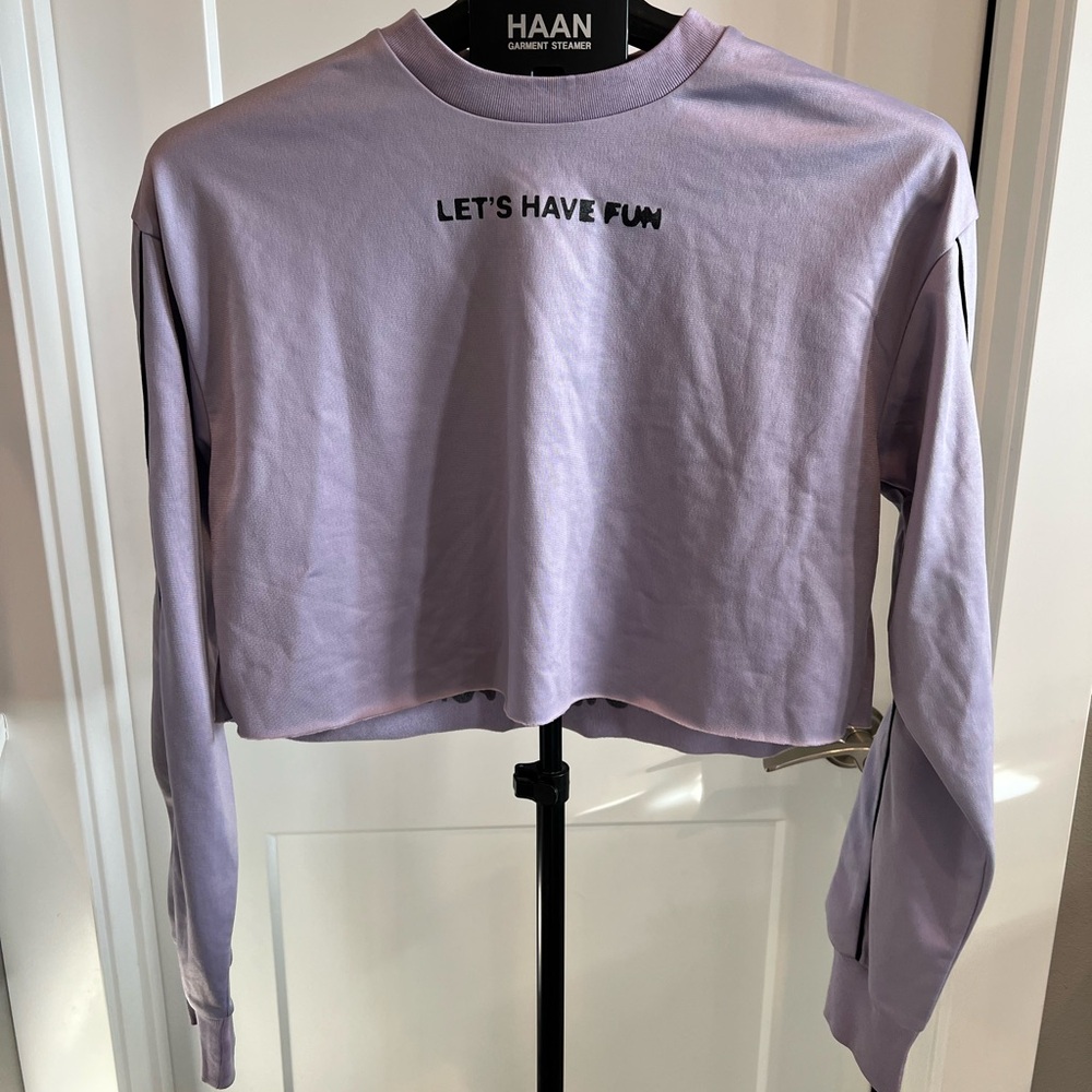 True Religion Lilac purple LETS HAVE SOME FUN women’s crop size small